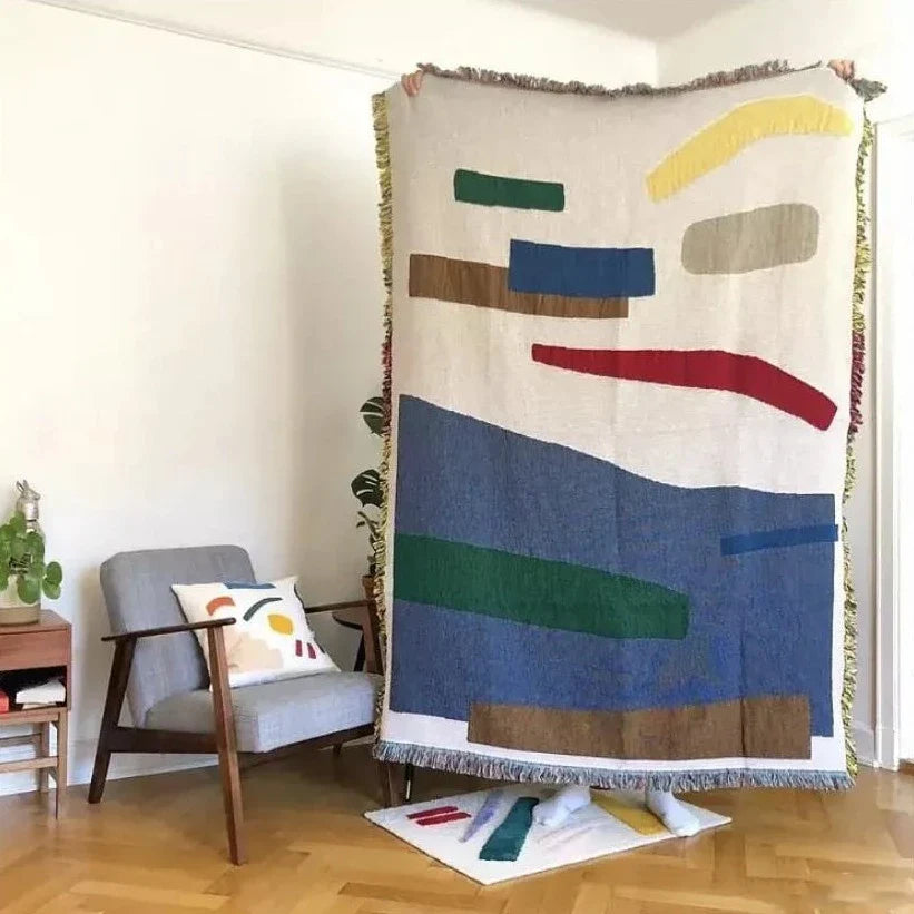 Minimalist Throw Blanket - Geometric Soft Cozy Design