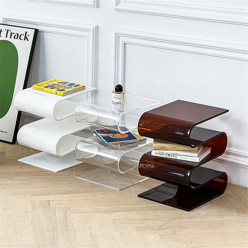 Acrylic Side Table – Modern Geometric Design