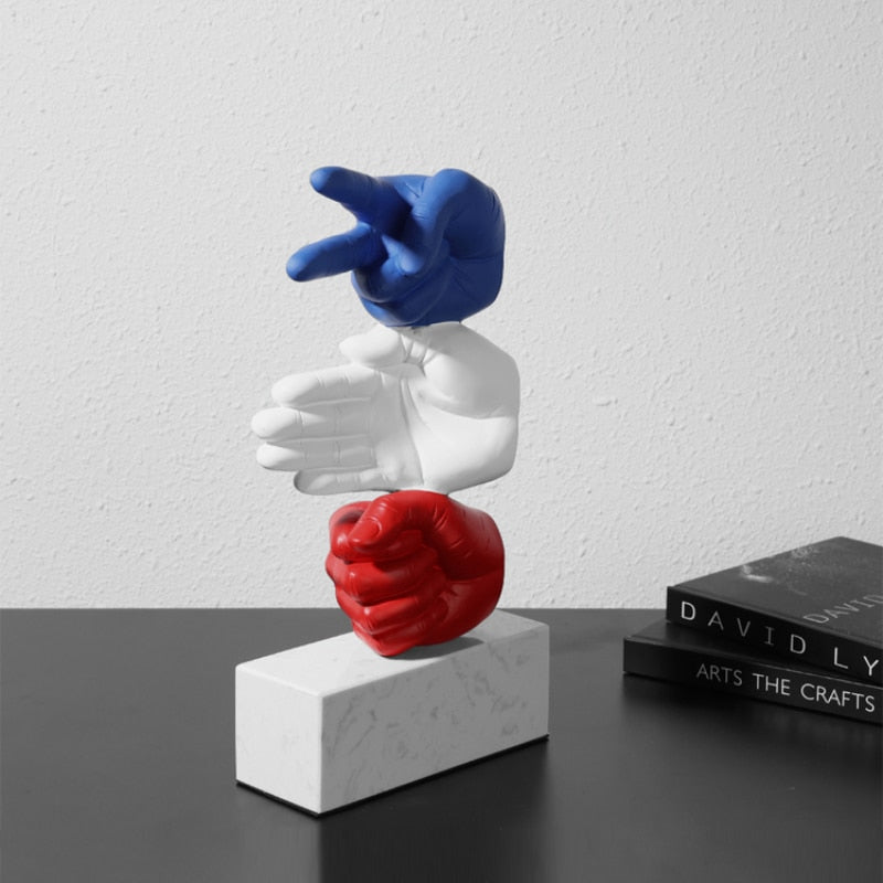 Rock Paper Scissor Sculpture – Hand Crafted Marble Surface Decor