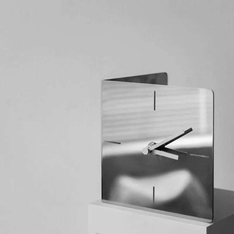 Stainless Steel Table Clock - Functional Industrial Piece