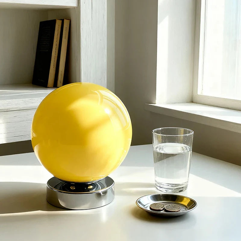 Retro Glass Table Lamp – Chrome Base, Touch Control