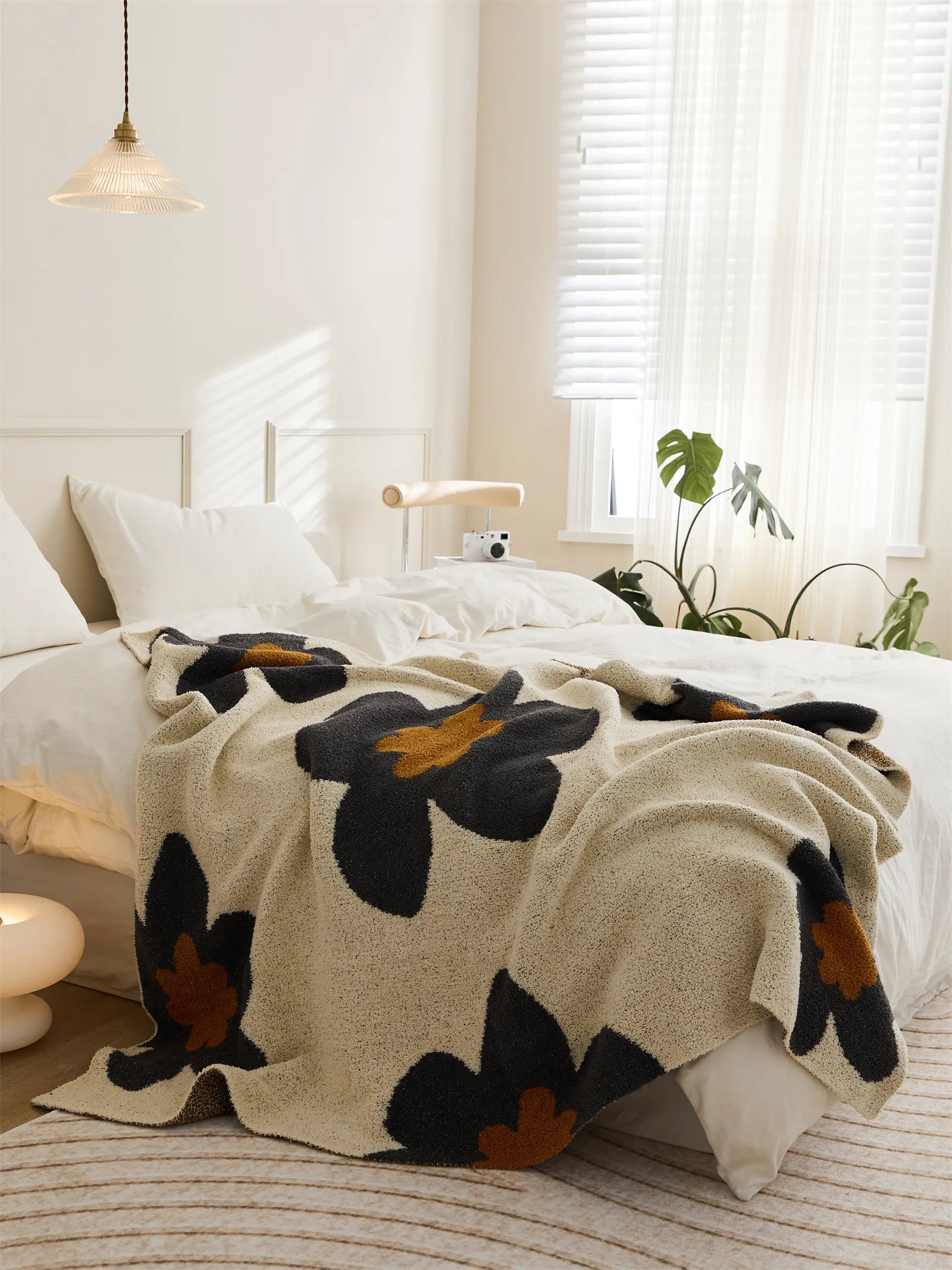 Microfiber Throw Blanket - Lightweight Floral Knit Cover