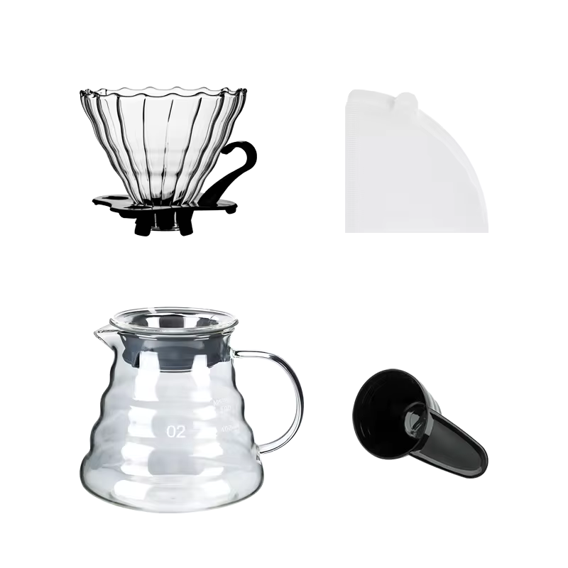 Pour Over Coffee Dripper Set with 600ml Glass Server