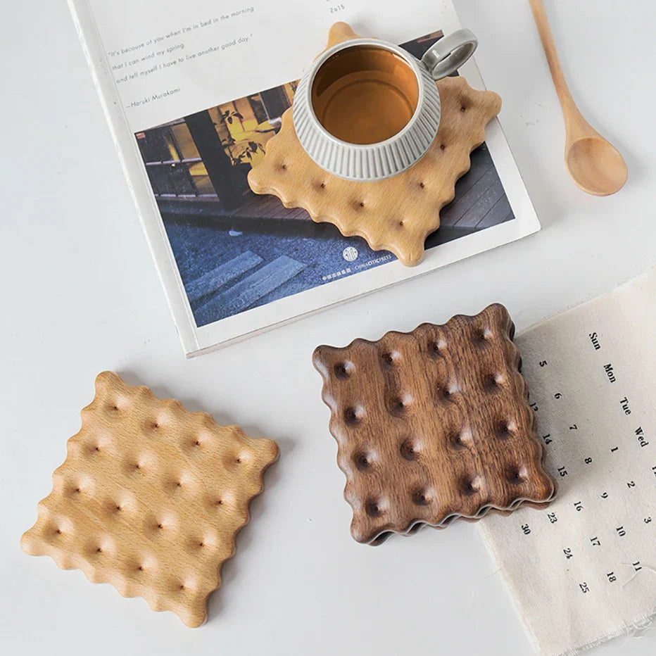 Wooden Cookie Coaster - Natural Heat Resistant Drink Mat