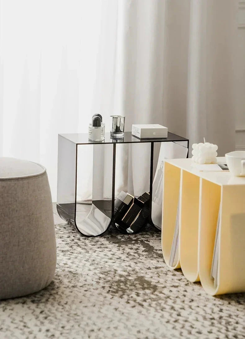 Acrylic Multipurpose Table - Embossed Design Clear Acrylic Side Table
