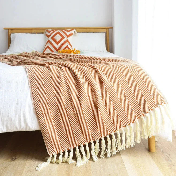 Jacquard Throw Blanket | Modern Striped Geometric Design