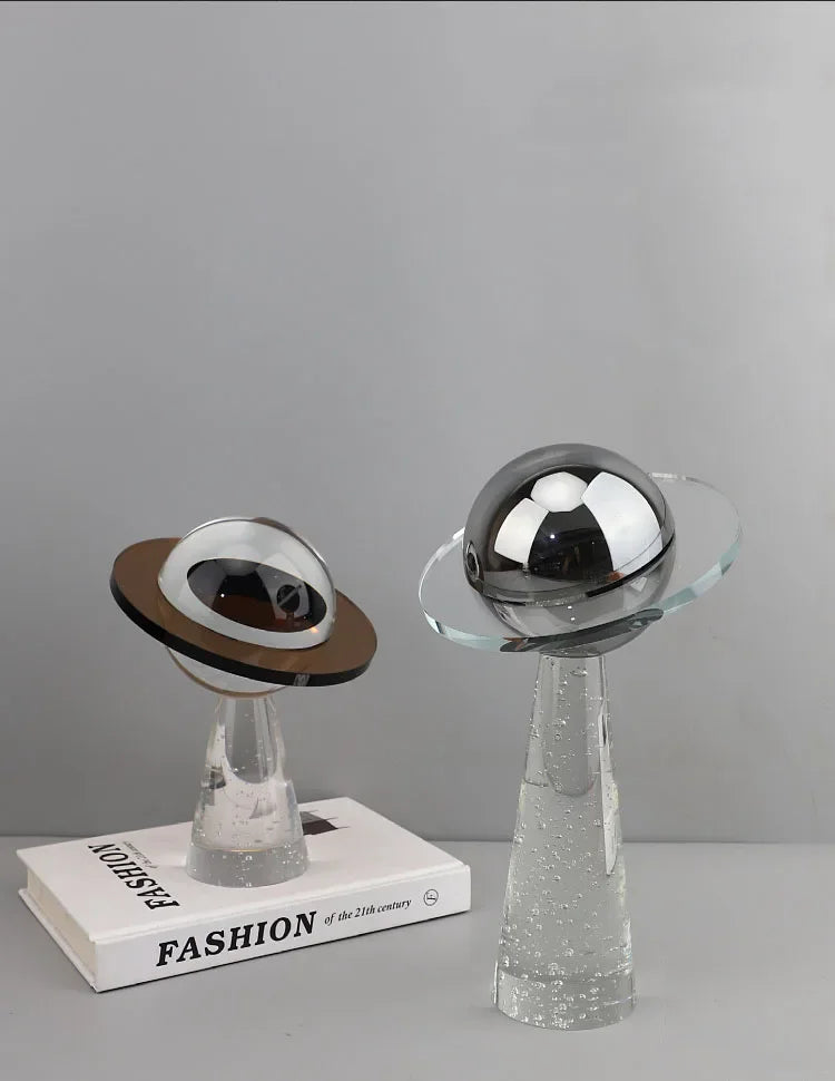 Saturn Planet Sculpture - Solid Crystal Art Decor