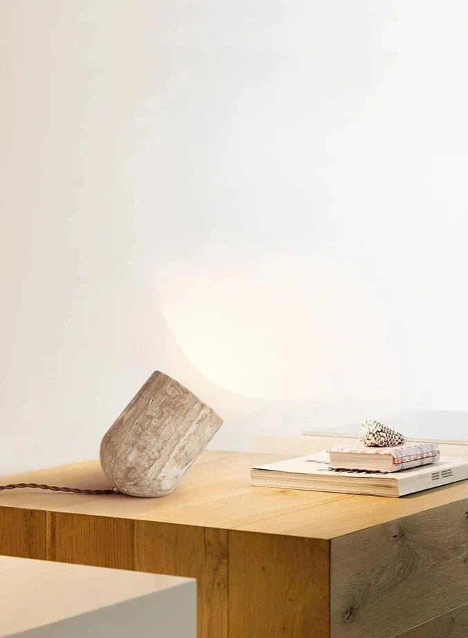 Travertine Stone Lamp - Modern Table & Floor Light
