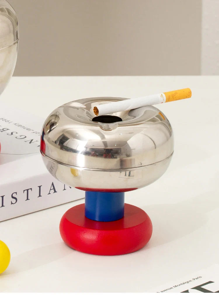Stainless Steel Ashtray - Retro Ball Design, Small & Durable