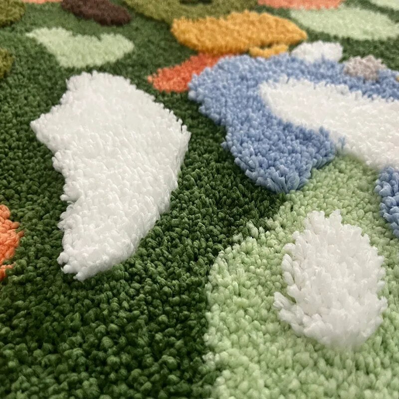 Hand Crafted Rugs – Green Moss Woven Design Mat