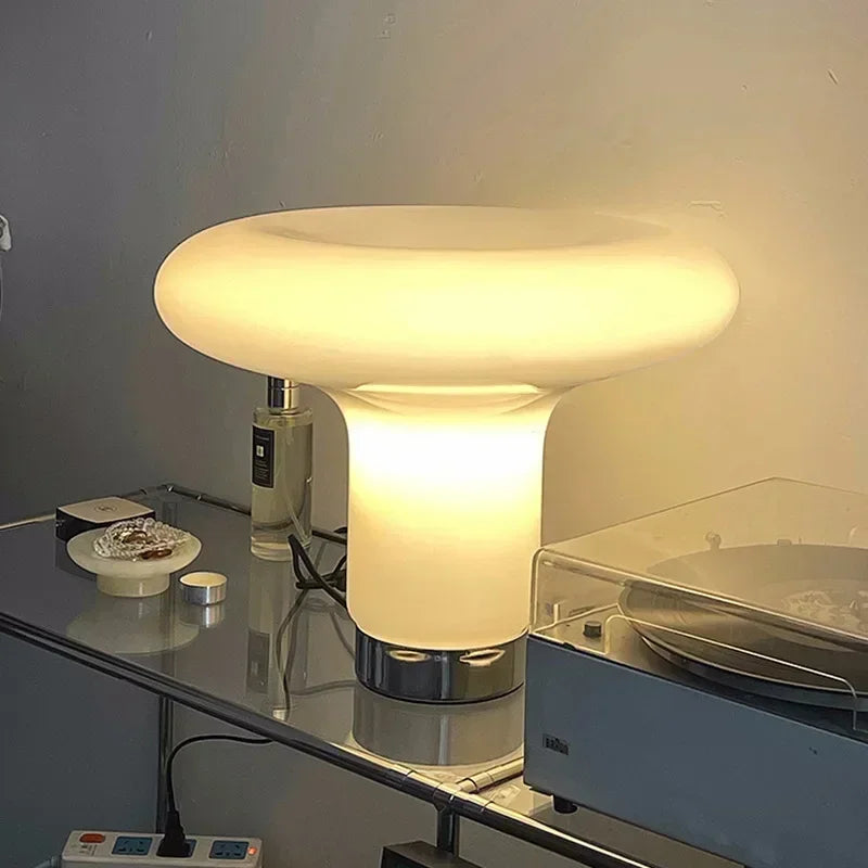 Glass Mushroom Lamp – Minimalist Table Lamp with Warm White Light
