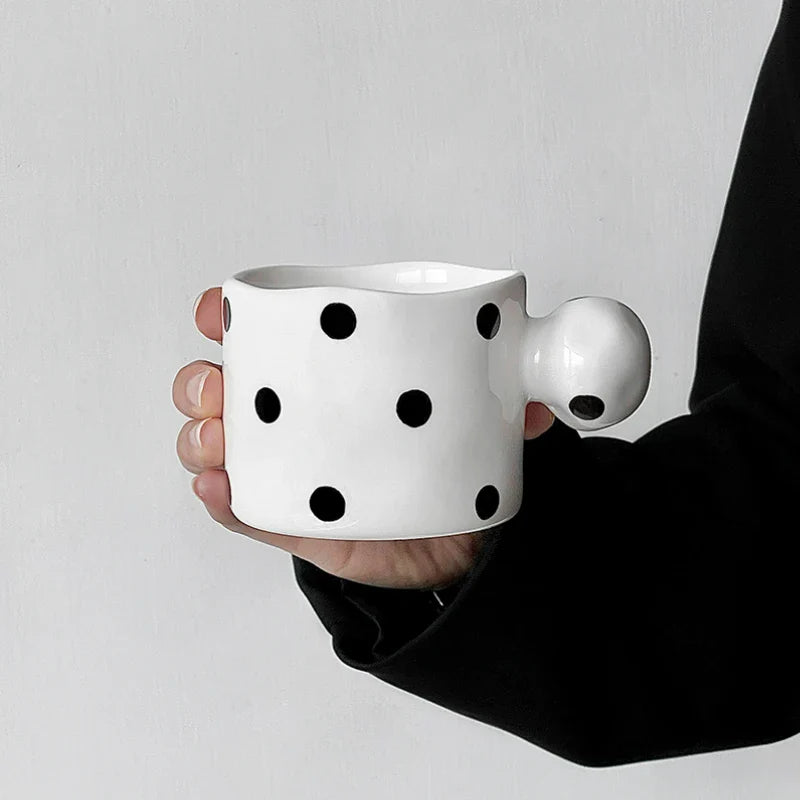 Dalmatian Ceramic Mug | Handmade Black Spotted Coffee Cup