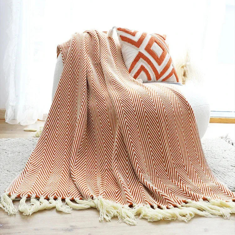 Jacquard Throw Blanket | Modern Striped Geometric Design