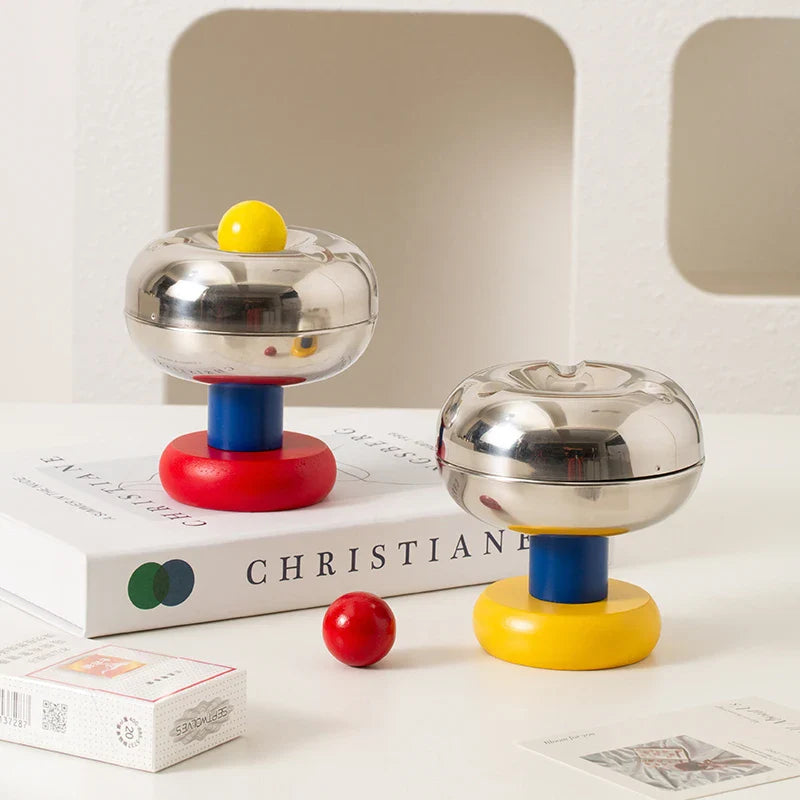 Stainless Steel Ashtray - Retro Ball Design, Small & Durable