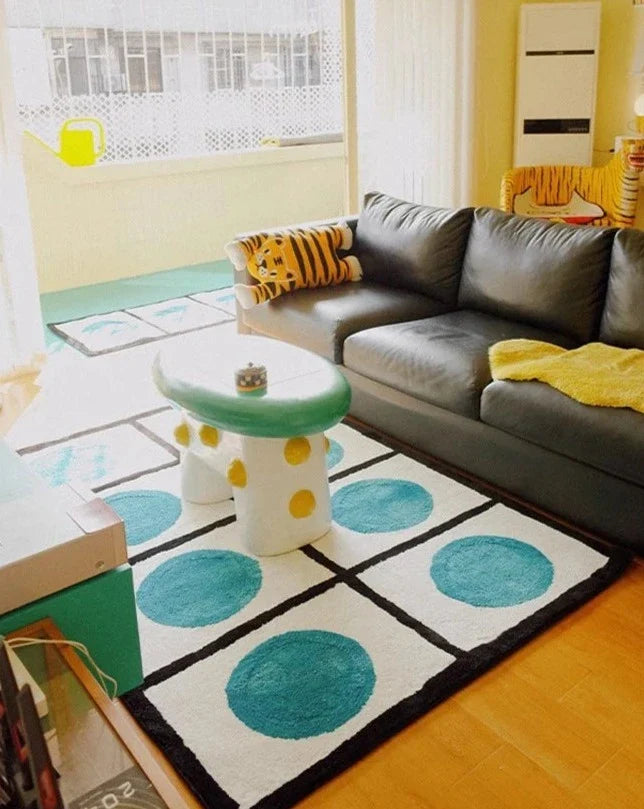 Minimalistic Area Rug - Dot Pattern Polyester Mat