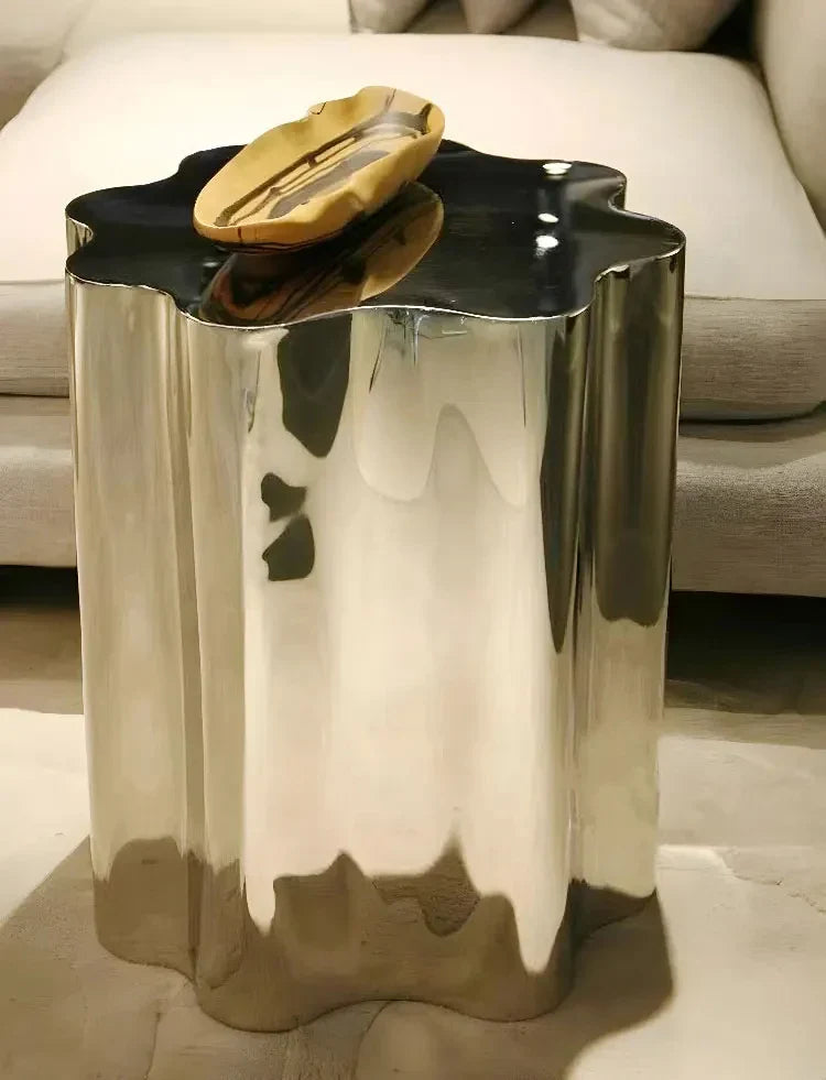 Stainless Steel Side Table - Italian Hand-Crafted Metal Accent