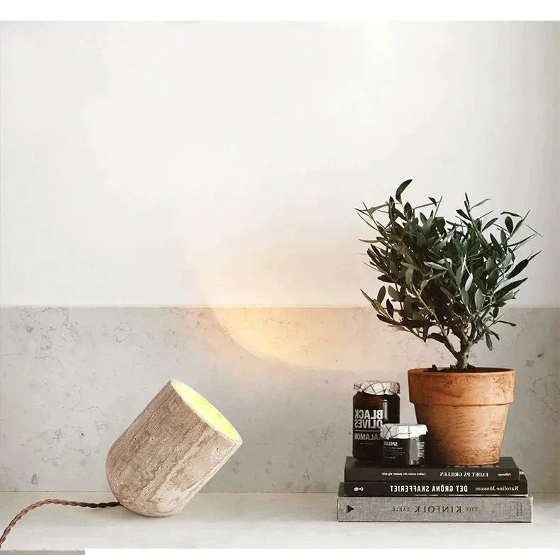 Travertine Stone Lamp - Modern Table & Floor Light