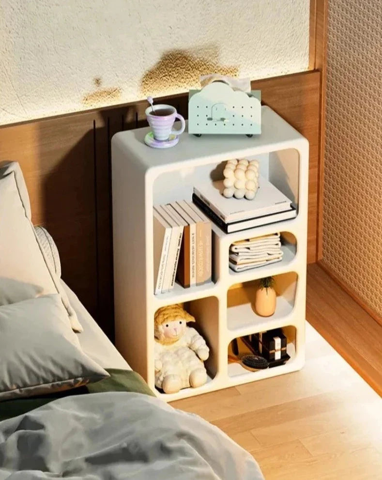 Nordic Cabinet Nightstand - Wooden Side Table With Irregular Shelf Design