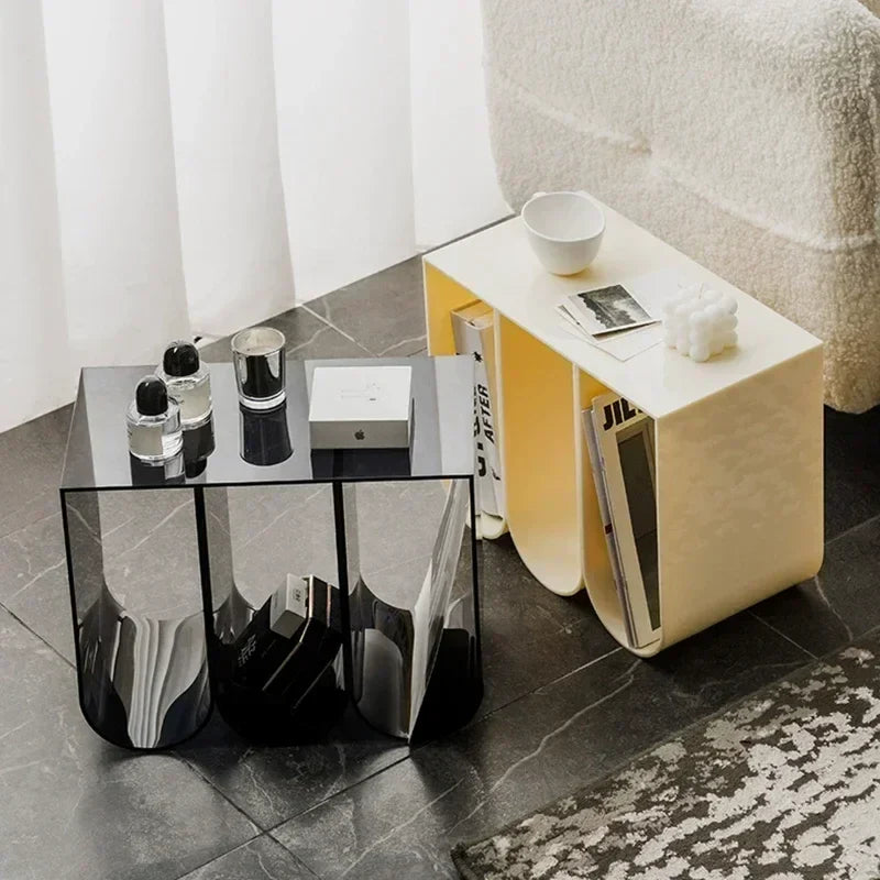 Acrylic Multipurpose Table - Embossed Design Clear Acrylic Side Table