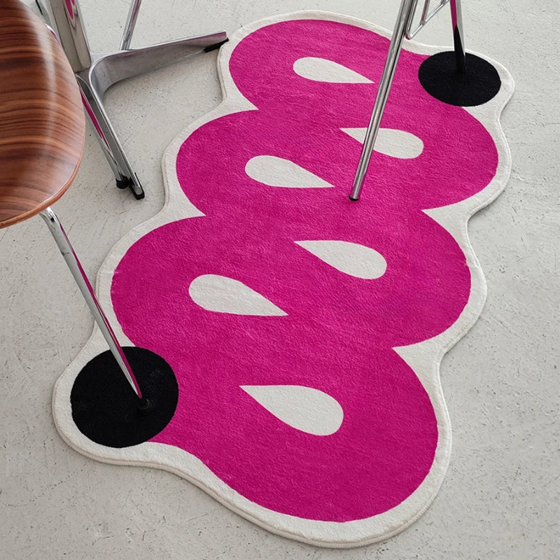 Pink Wave Area Rug - Modern Polyester Carpet