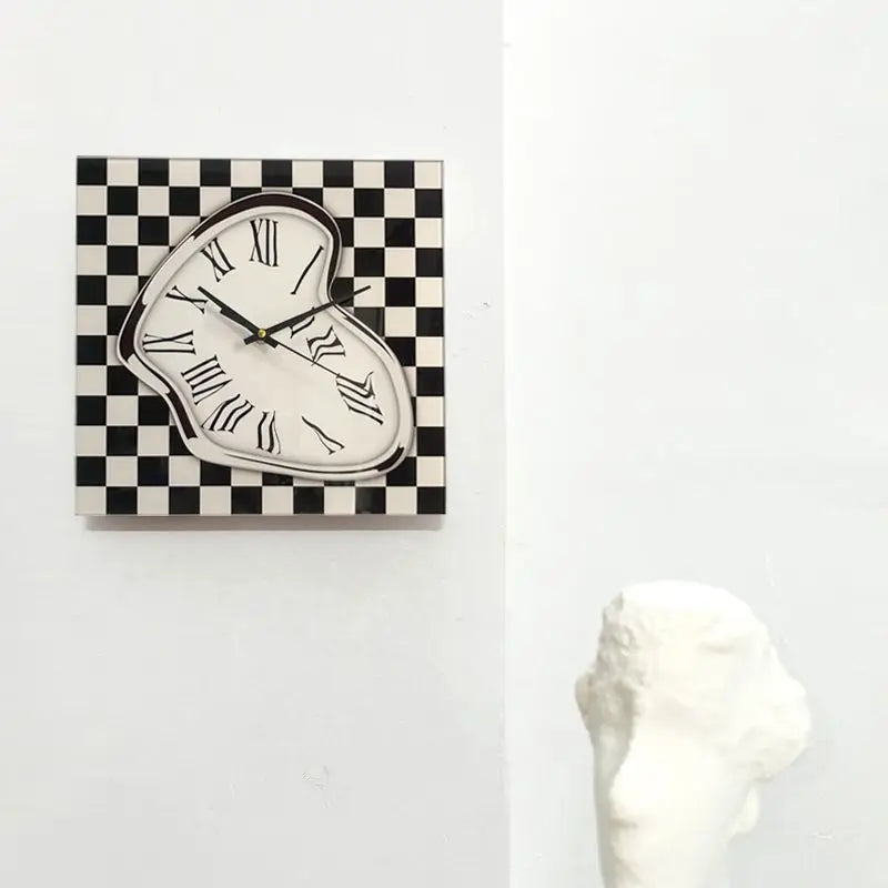 Plaid Glass Wall Clock | Modern Square Decorative Clock