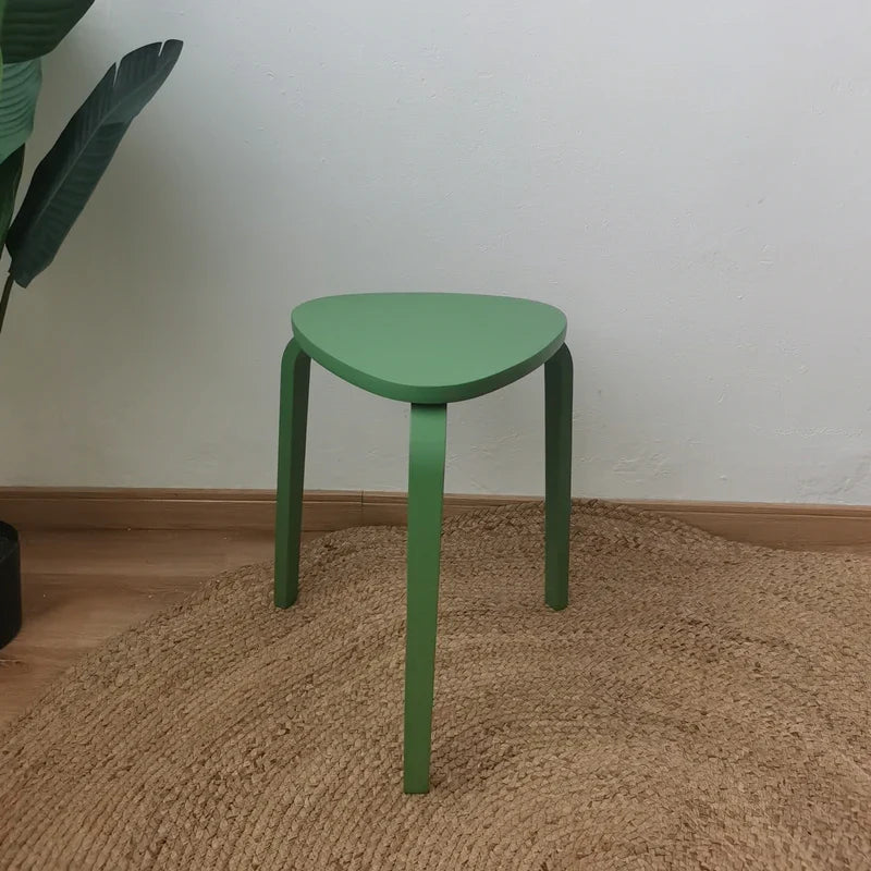 Wooden Triangle Stool - Geometric Natural Wood Furniture