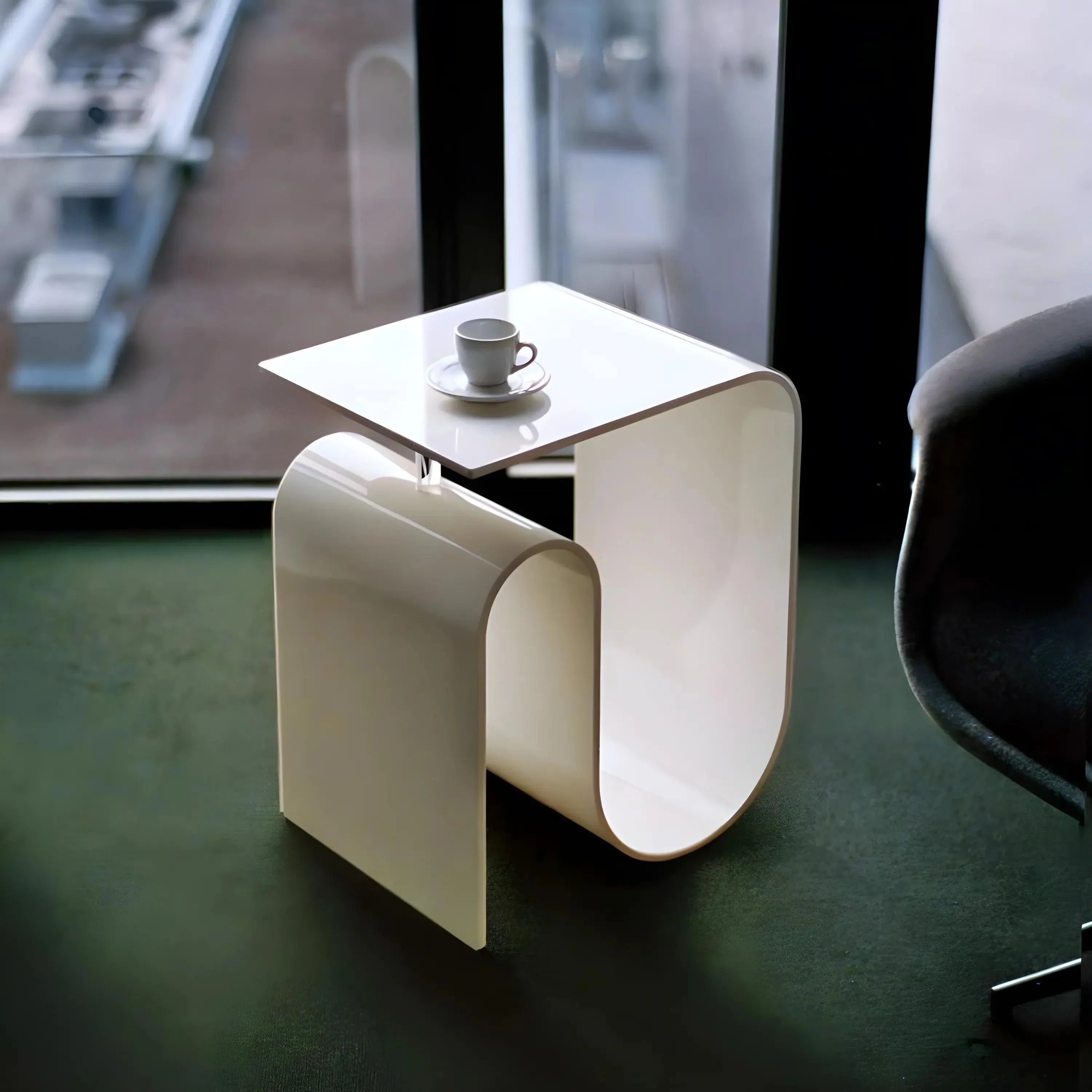 White Wave Side Table - Modern Acrylic Accent