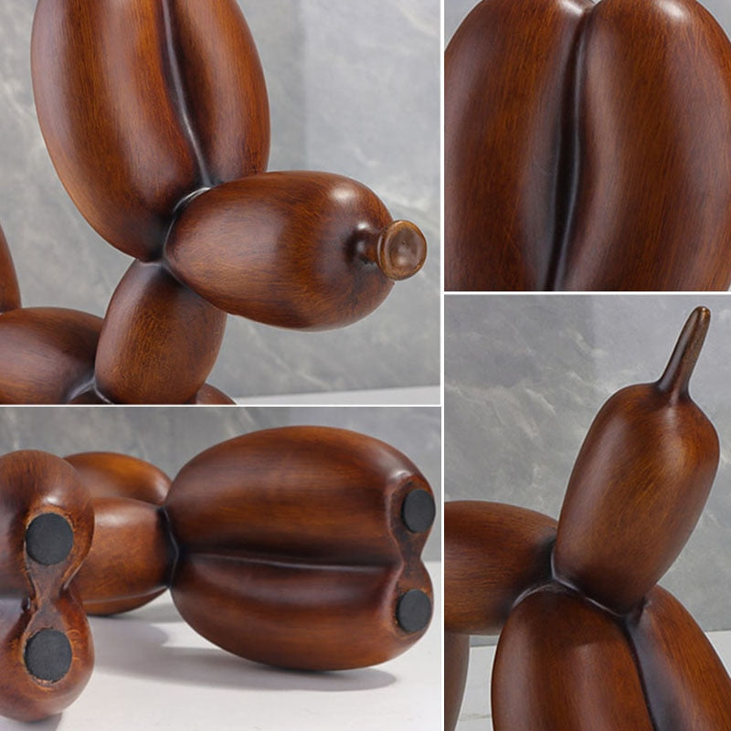 Dog Art Sculpture - Wood Grain Resin Figurine