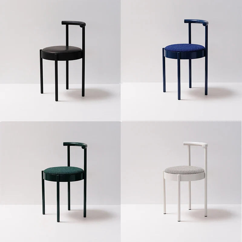 Mid-Century Modern Chair - Colorful Metal Leg Round Dining Seat