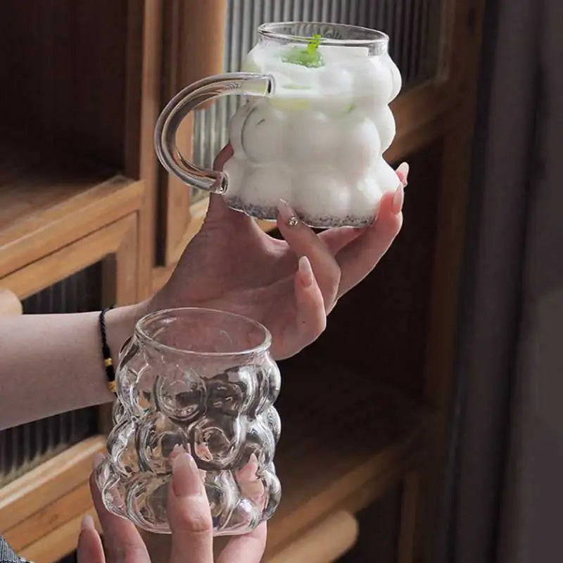 Transparent Grape Mug - 12oz Embossed Glass Cup