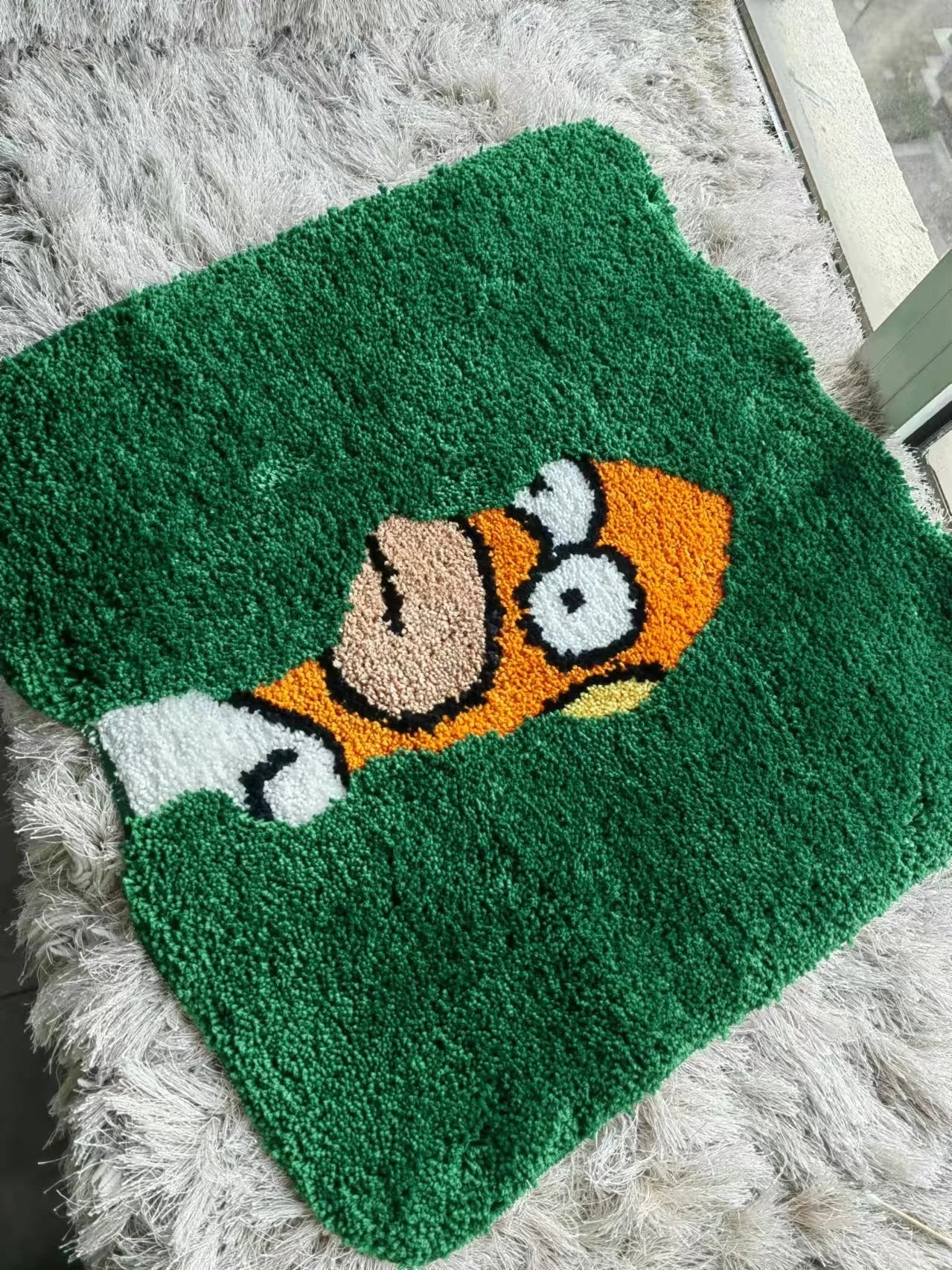 Green Plush Bedroom Mat - Soft Cozy Rug 9.2x17"