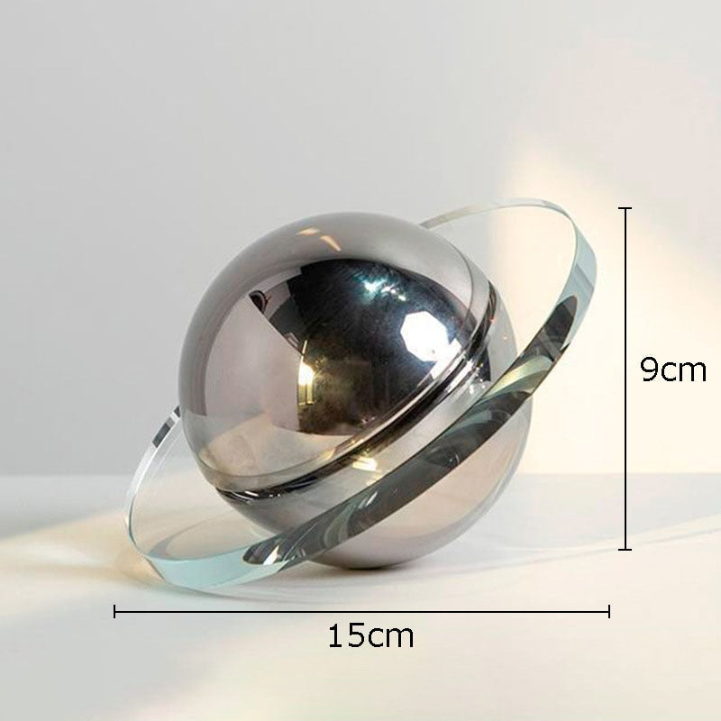 Crystal Saturn Sculpture | Handcrafted Solid Planet Decor
