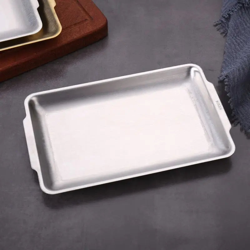 Stainless Steel Serving Plate - Durable 304 Tray For Coffee & Snacks