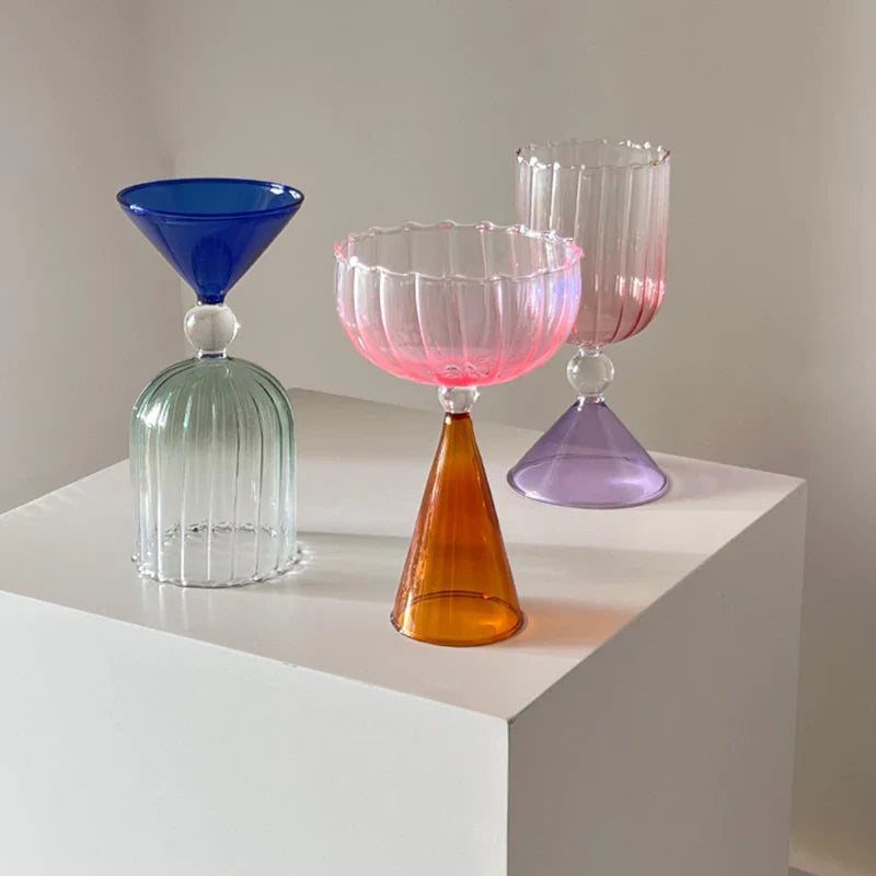 Colorful Cocktail Glass - Cone Shaped Borosilicate Drinkware
