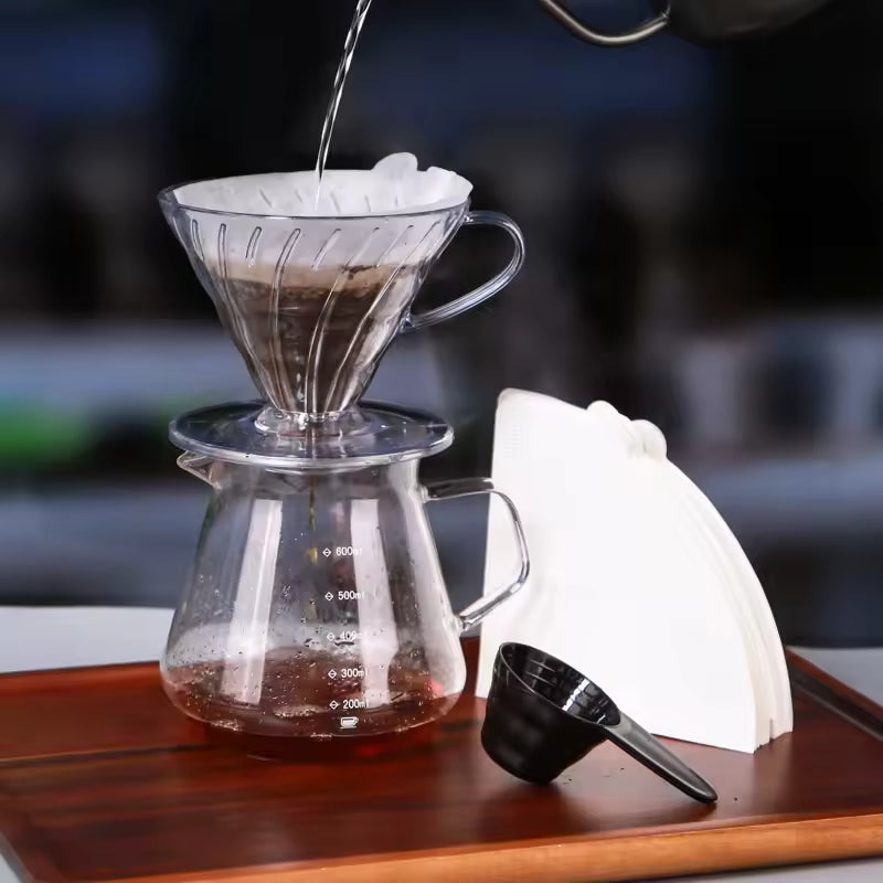 Pour Over Coffee Dripper Set with 600ml Glass Server