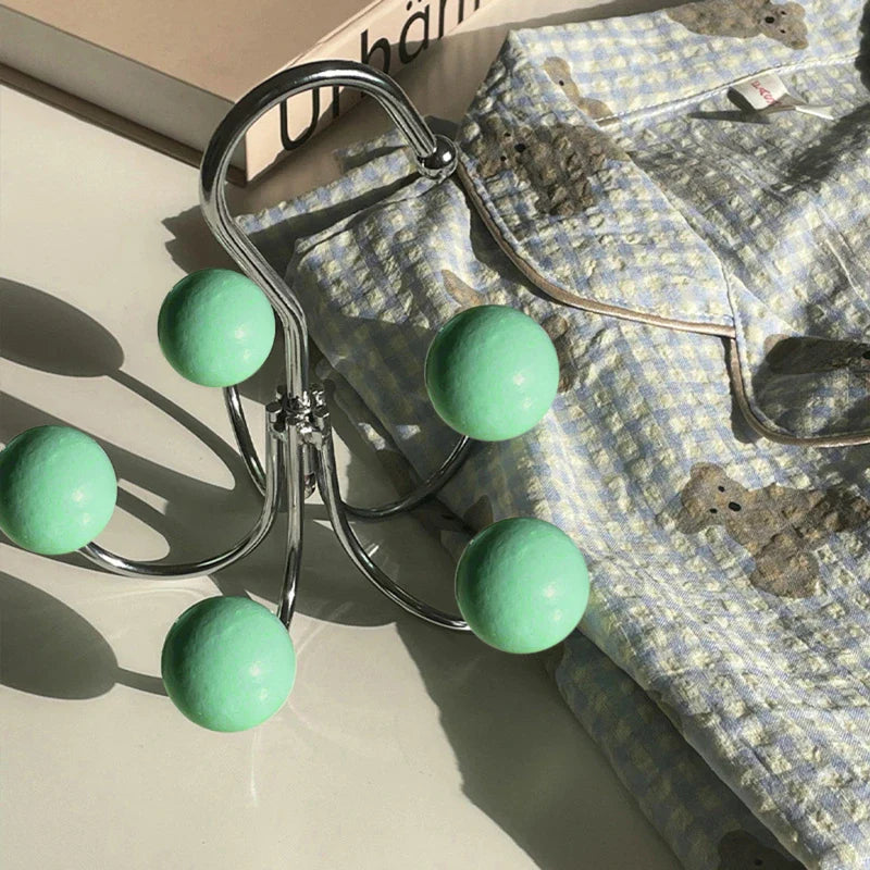 Wooden Ball Hooks Rotating 5 Color Hanger
