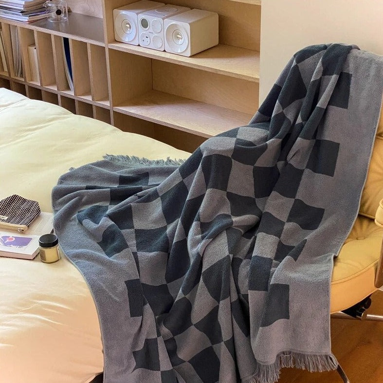 Plaid Throw Blanket – Retro Cotton 55x55 Inch Cozy Throw