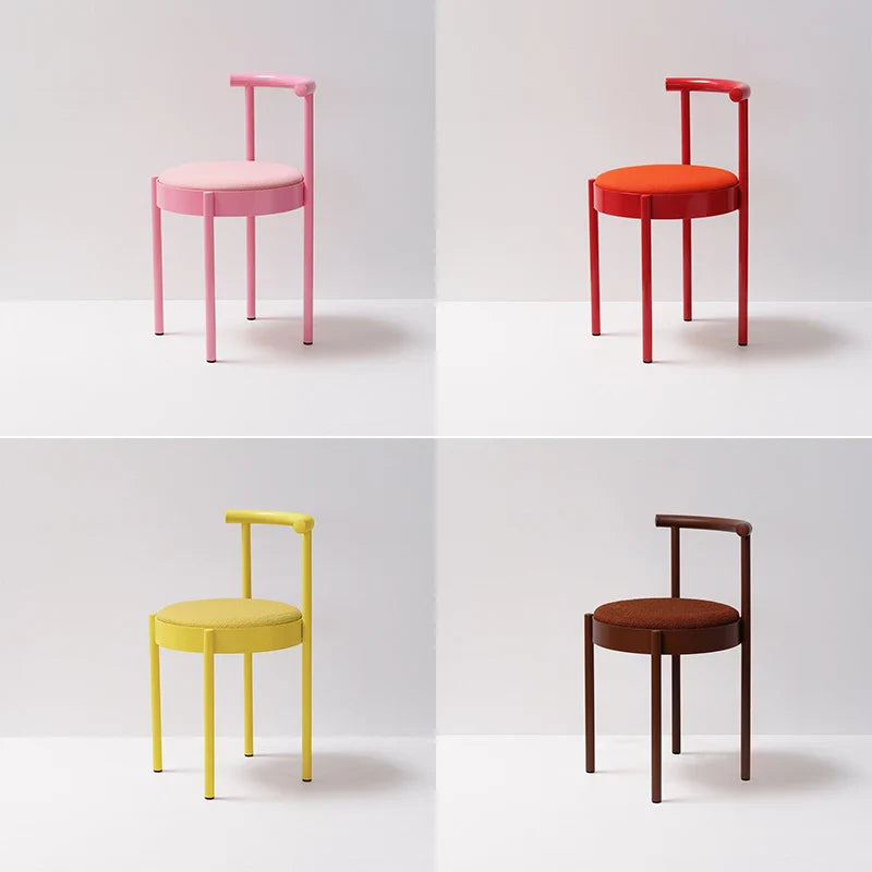 Mid-Century Modern Chair - Colorful Metal Leg Round Dining Seat