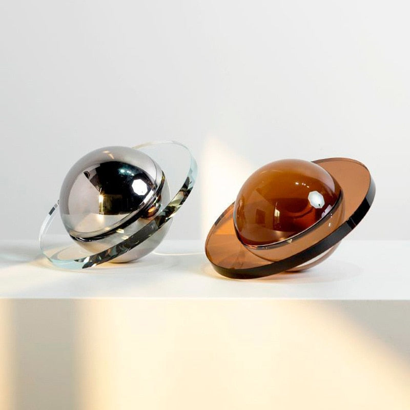 Crystal Saturn Sculpture | Handcrafted Solid Planet Decor
