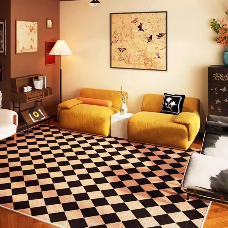 Retro Plaid Rug - Diamond Carpet, Anti Slip Mat