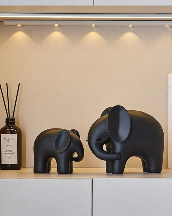 Nordic Elephant Statue - White Resin Sculpture
