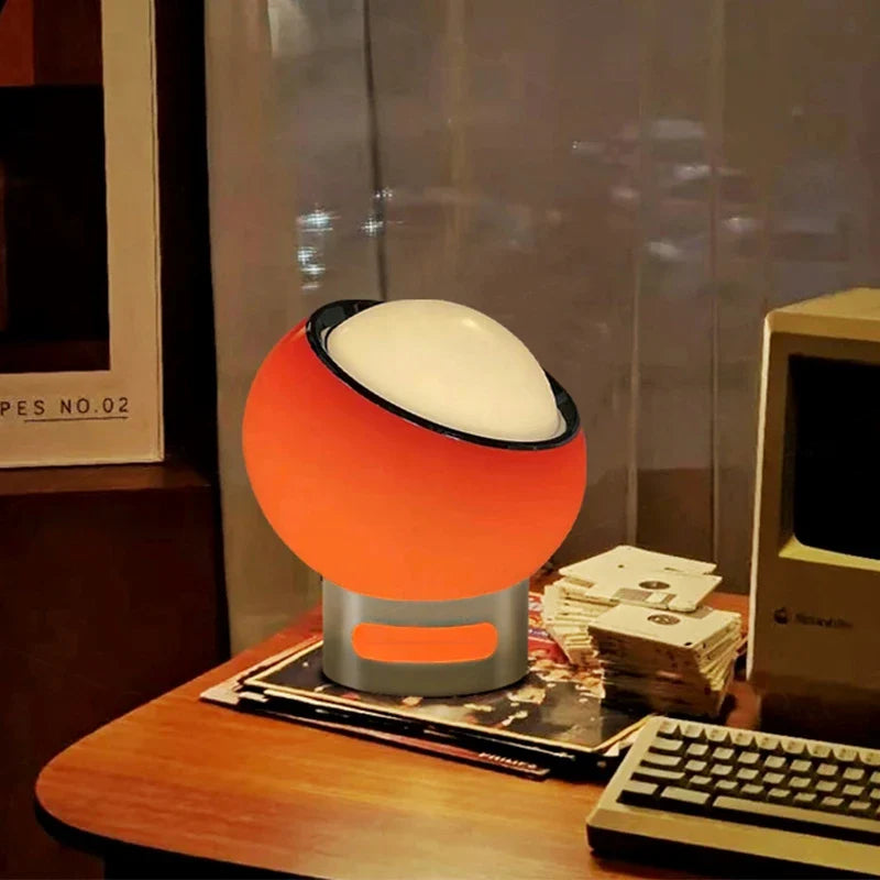 Retro Table Lamp - Glass Stone Metal Stand, Rotatable USB Corded