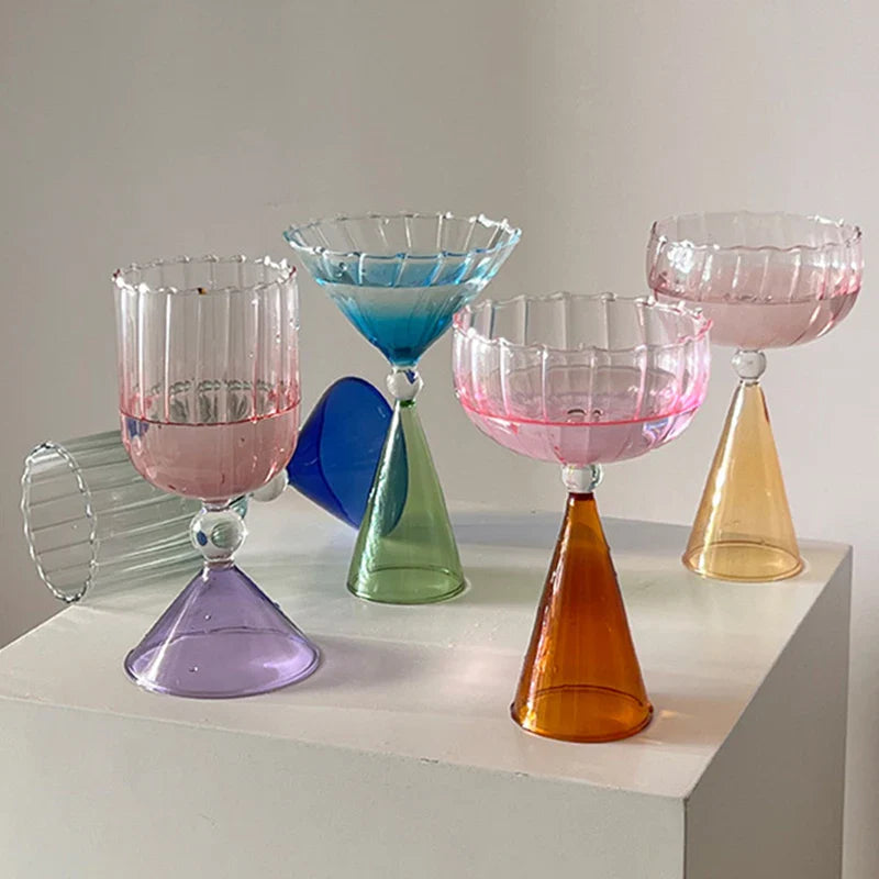 Colorful Cocktail Glass - Cone Shaped Borosilicate Drinkware