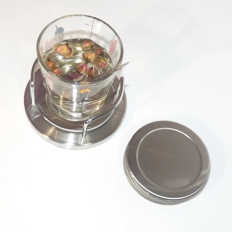 Stainless Steel Coaster Set - 6-Piece Holder Included