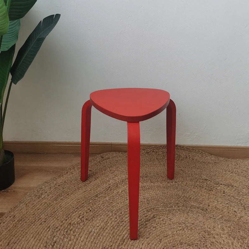 Wooden Triangle Stool - Geometric Natural Wood Furniture