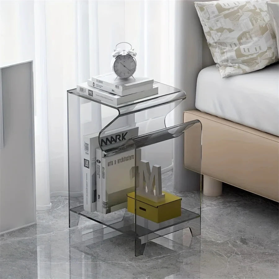 Acrylic Side Table - Modern Bent Minimalist Design