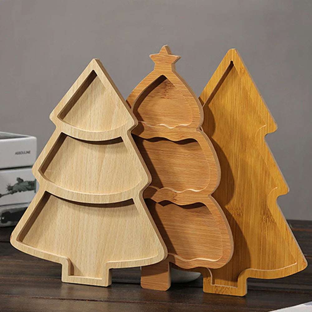 Christmas Tree Wooden Tray - Rustic Holiday Serving Platter