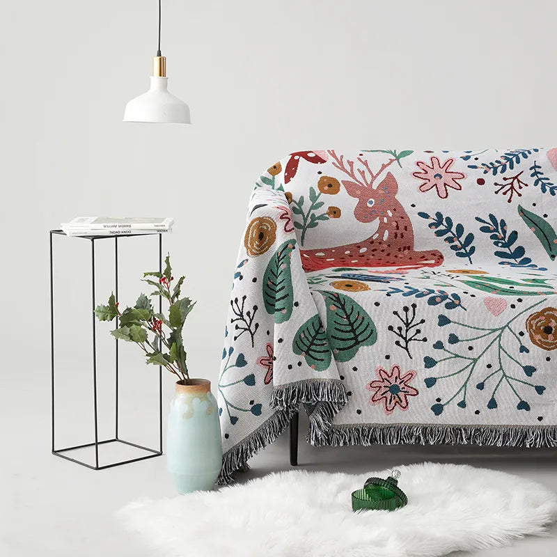 Holiday Throw Blanket - Cozy Deer Forest Design