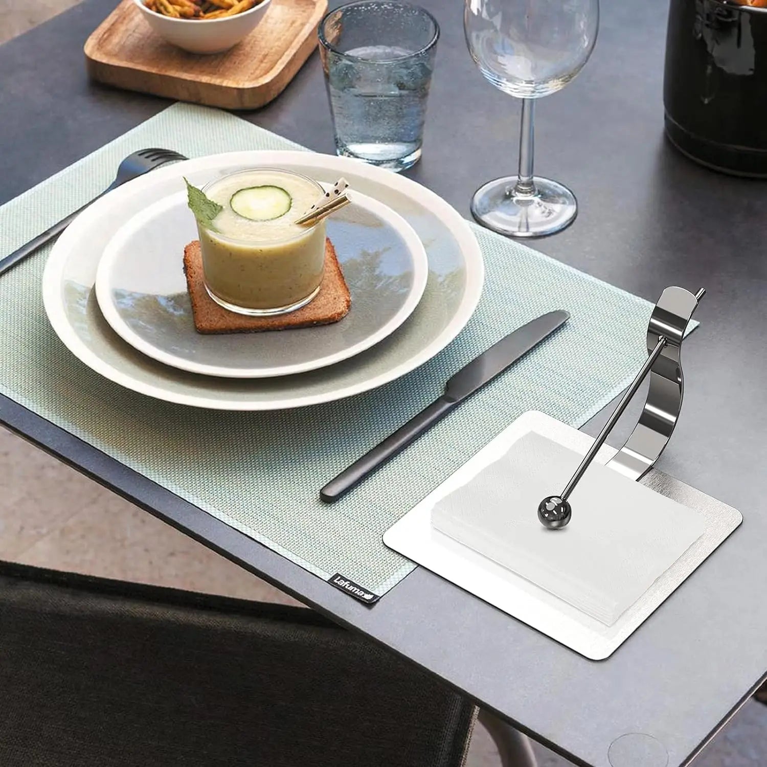 Stainless Steel Napkin Holder – Seesaw Design, Durable Metal Organizer