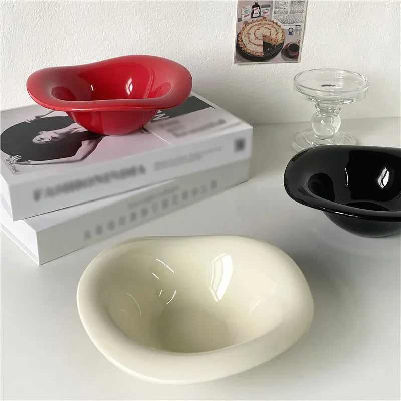 Ceramic Snack Bowl – Wave Rim Organic Shape Dish